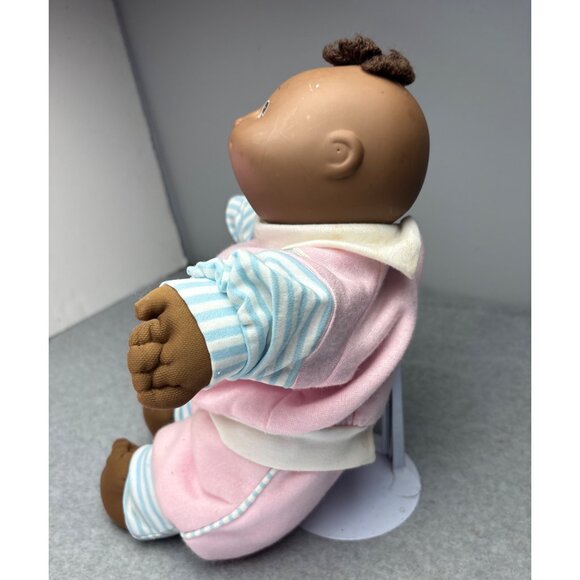 Vintage Cabbage Patch Kids 1982 Tan Baby Doll w/ Pink Outfit & Striped Sleeves 1 - Picture 5 of 14